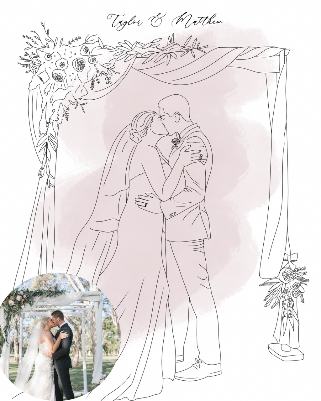 Personalised Custom Line Photo Digital Art for families, couples, portraits and pets. Anniversary, Christmas and Birthday gift.