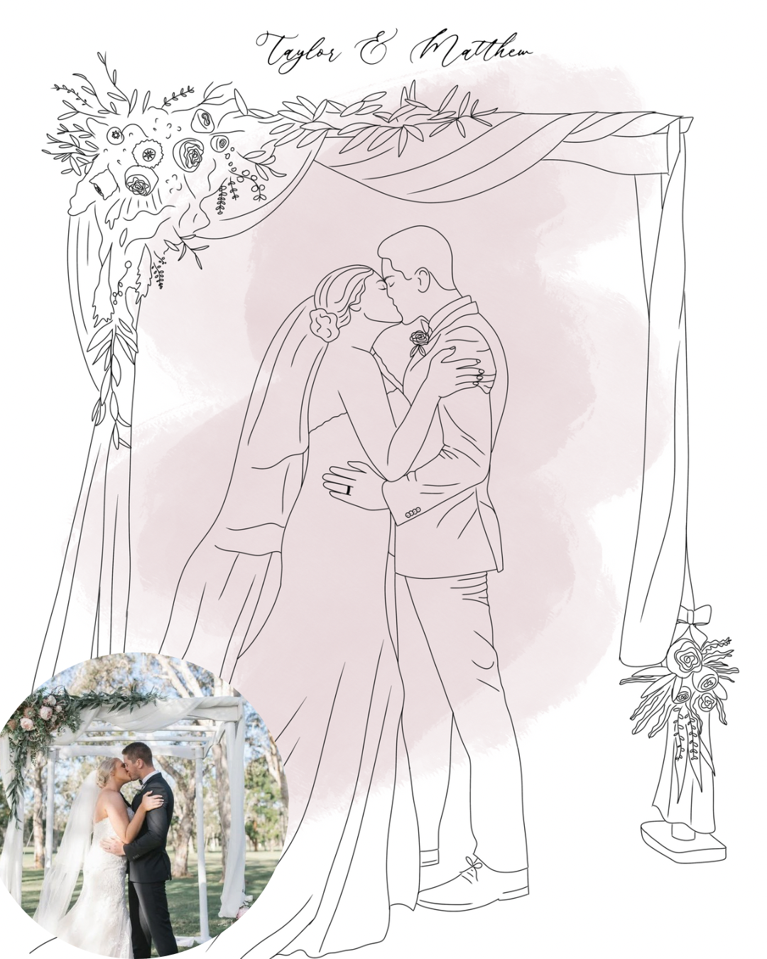 Personalised Custom Line Photo Digital Art for families, couples, portraits and pets. Anniversary, Christmas and Birthday gift.