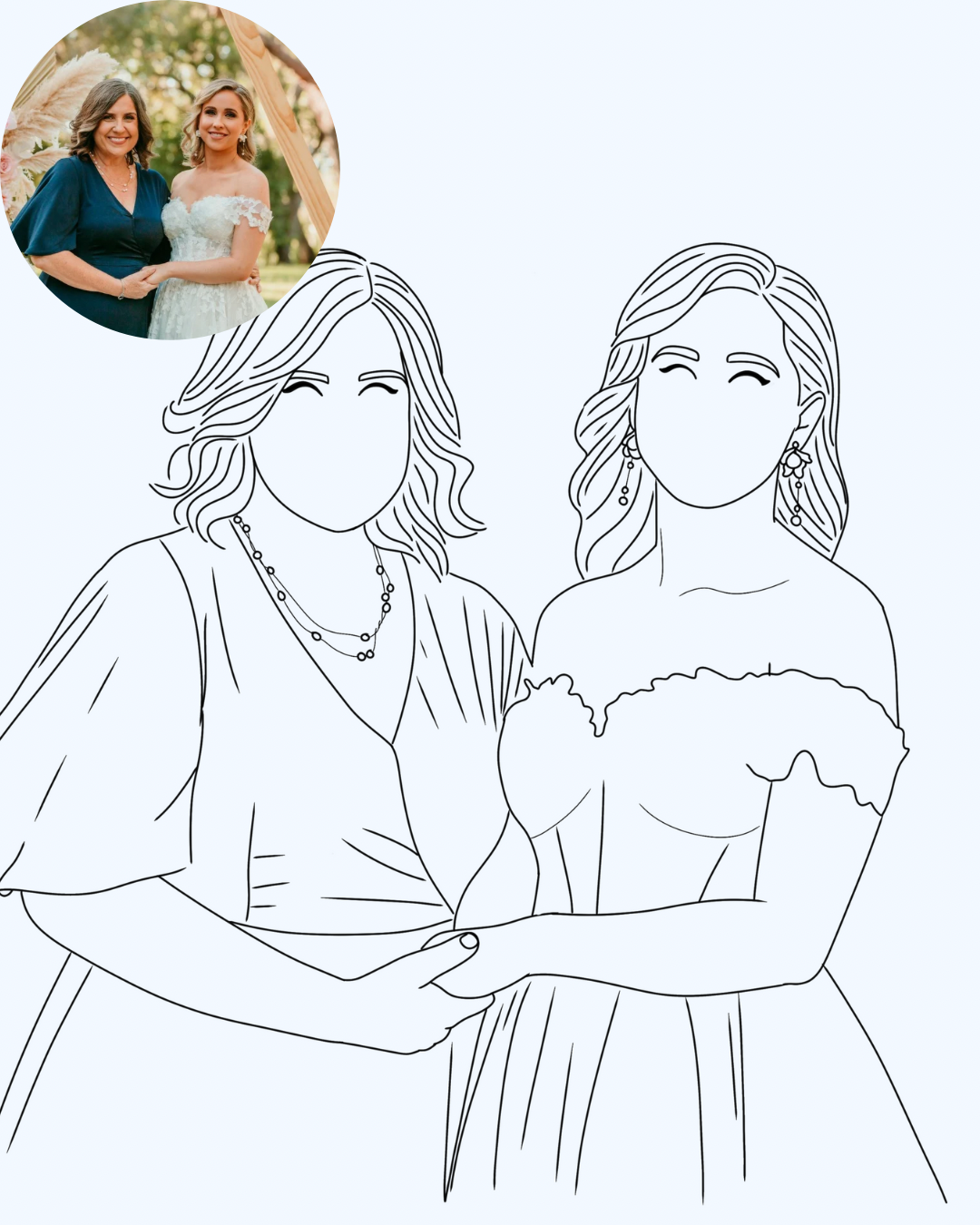 Personalised Custom Line Photo Digital Art for families, couples, portraits and pets. Anniversary, Christmas and Birthday gift.