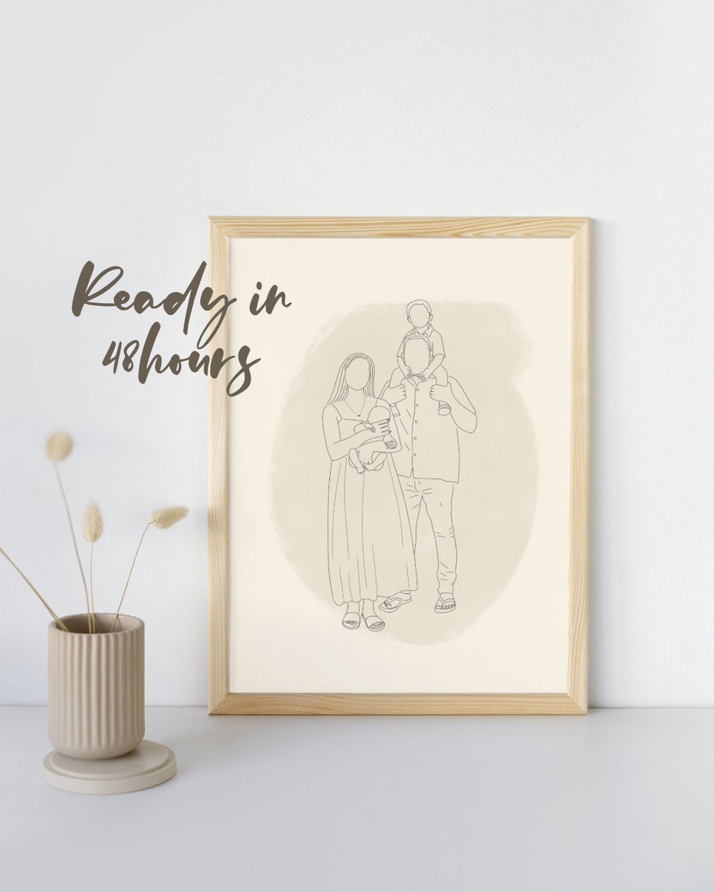 Personalised Custom Line Photo Digital Art for families, couples, portraits and pets. Anniversary, Christmas and Birthday gift.