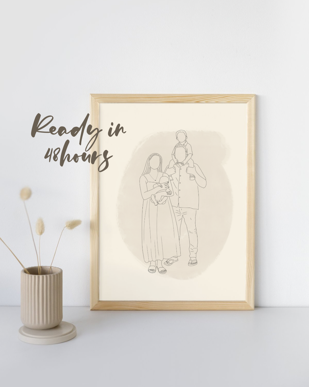 Personalised Custom Line Photo Digital Art for families, couples, portraits and pets. Anniversary, Christmas and Birthday gift.