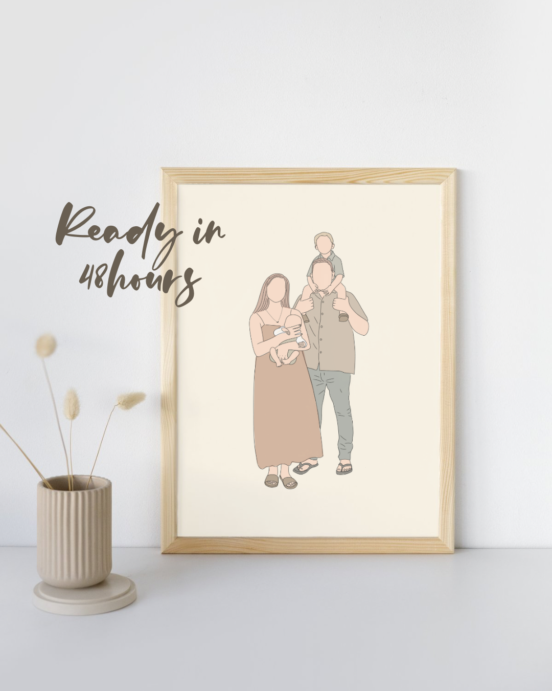 Personalised Custom Line Photo Digital Art for families, couples, portraits and pets. Anniversary, Christmas and Birthday gift.