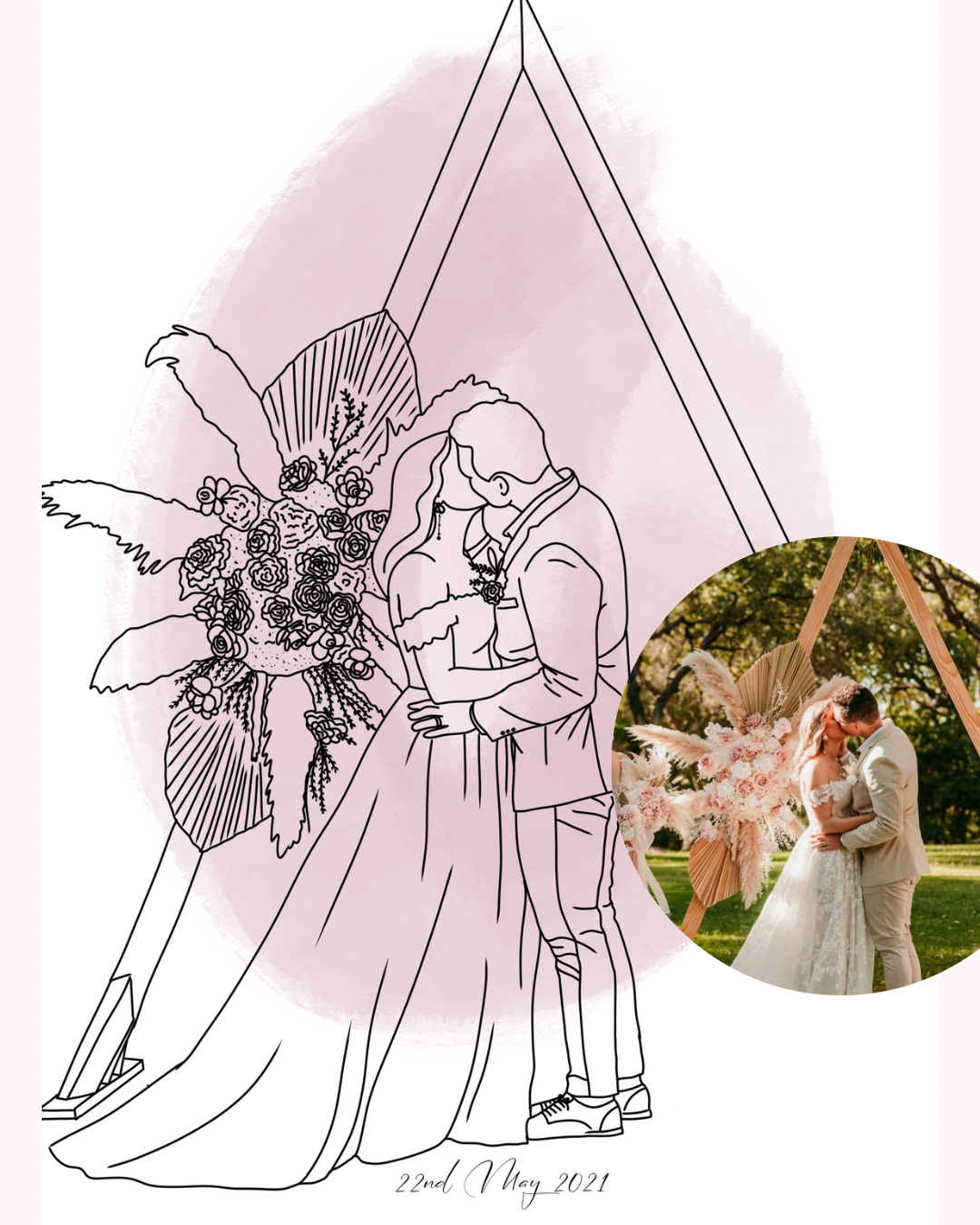 Personalised Custom Line Photo Digital Art for families, couples, portraits and pets. Anniversary, Christmas and Birthday gift.