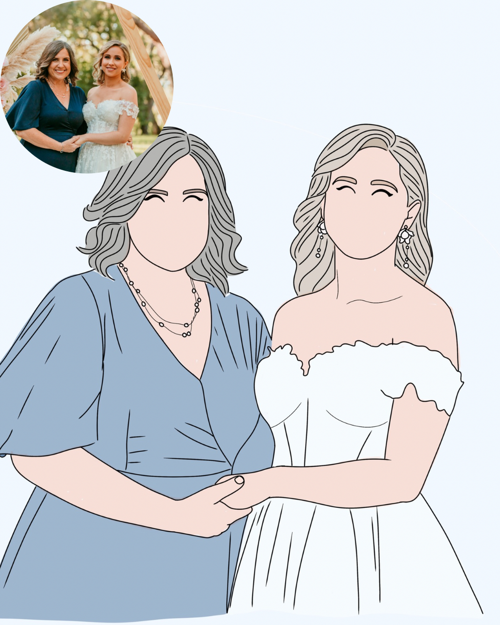 Personalised Custom Line Photo Digital Art for families, couples, portraits and pets. Anniversary, Christmas and Birthday gift.