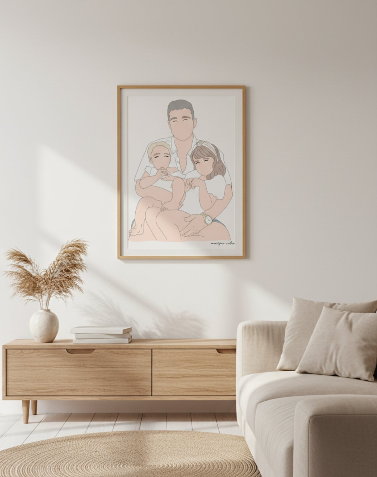 Personalised Custom Line Photo Digital Art for families, couples, portraits and pets. Anniversary, Christmas and Birthday gift.