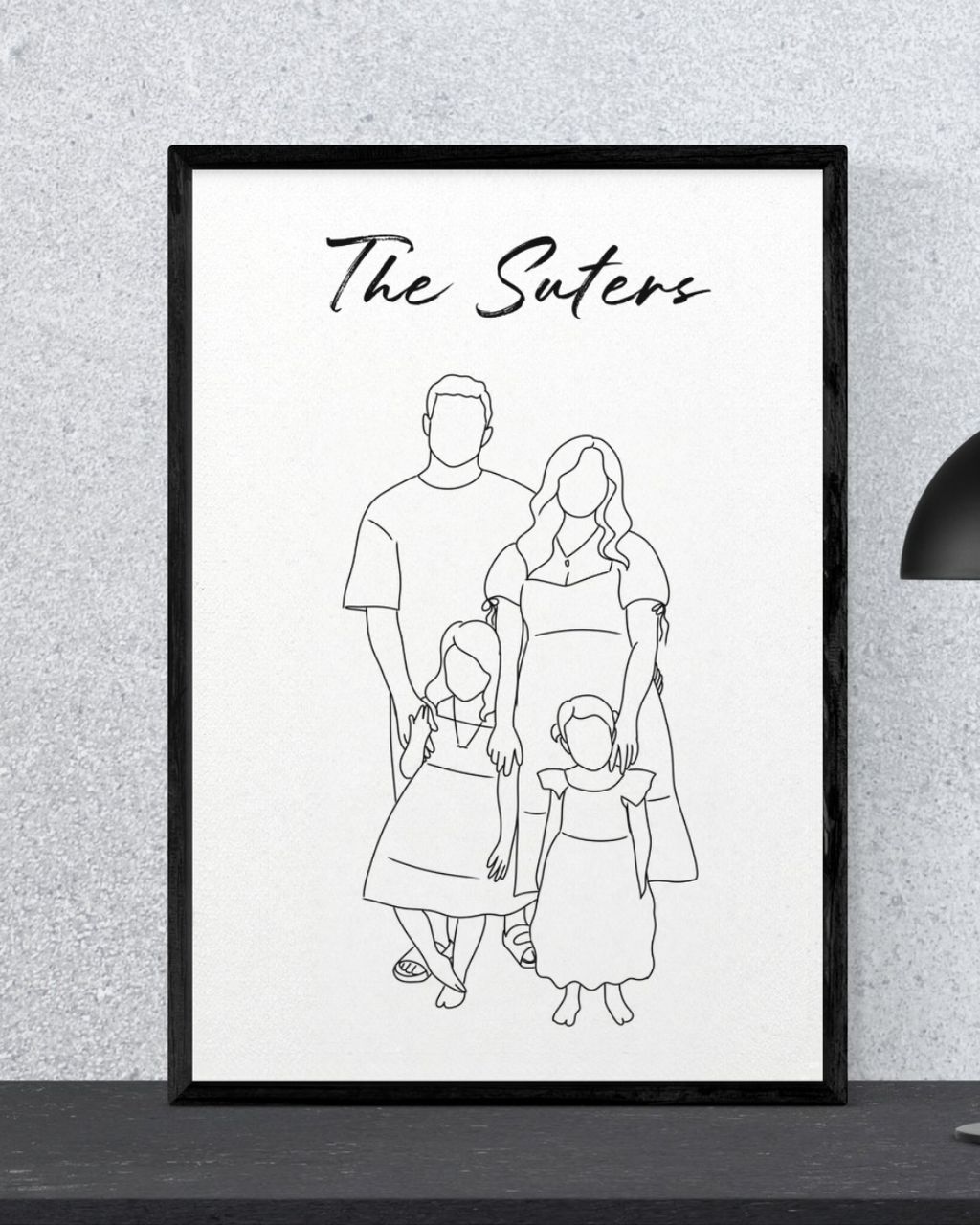 Personalised Custom Line Photo Digital Art for families, couples, portraits and pets. Anniversary, Christmas and Birthday gift.