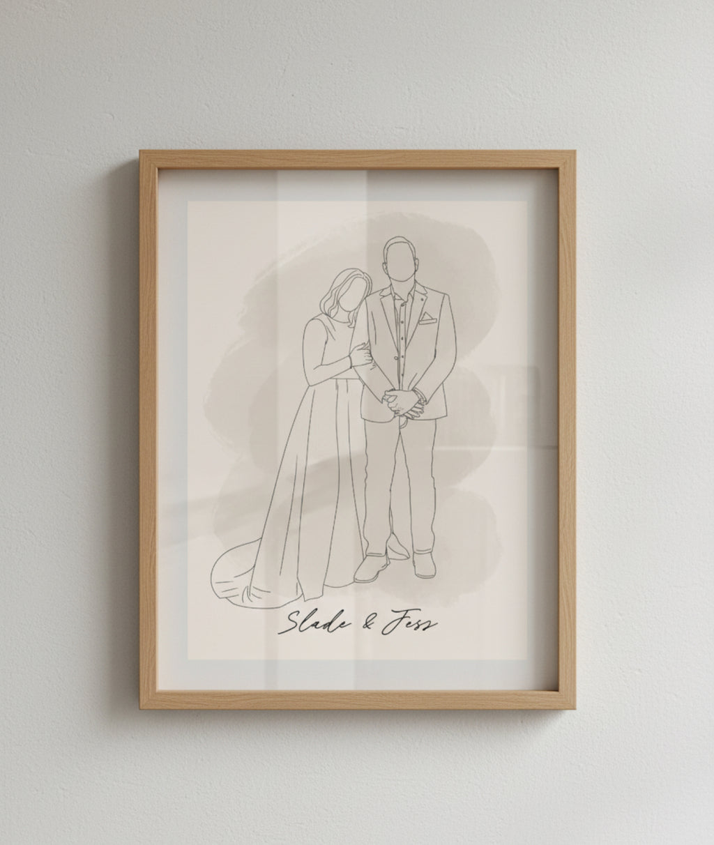 Personalised Custom Line Photo Digital Art for families, couples, portraits and pets. Anniversary, Christmas and Birthday gift.